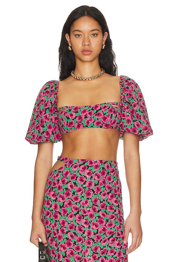 For Love & Lemons Dolcetto Crop Top in Pink by FOR LOVE&LEMONS For Love & Lemons Dolcetto Crop Top in Pink by FOR LOVE&LEMONS