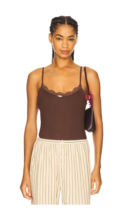 For Love & Lemons Elliana Bodysuit in Chocolate by FOR LOVE&LEMONS