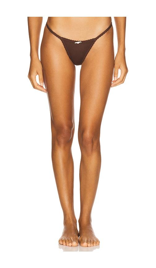 For Love & Lemons Elliana Thong Panty in Brown by FOR LOVE&LEMONS