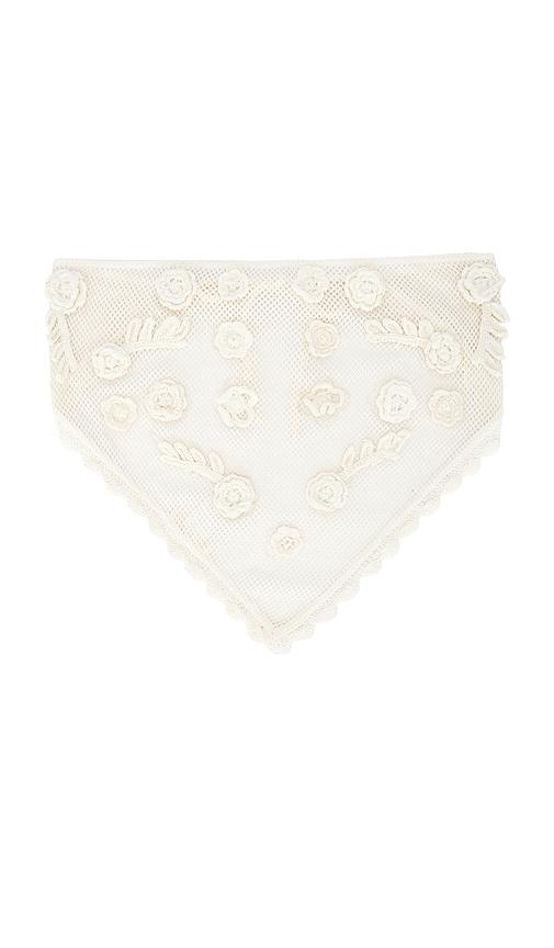 For Love & Lemons Floral Crochet Headscarf in White by FOR LOVE&LEMONS