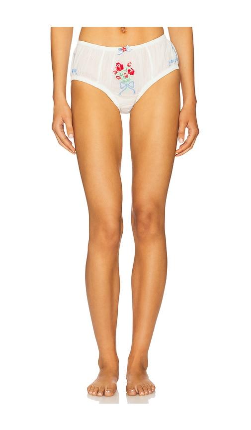 For Love & Lemons Forget Me Not Bloomer Panty in White by FOR LOVE&LEMONS