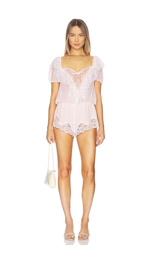 For Love & Lemons Grace Romper in Pink by FOR LOVE&LEMONS