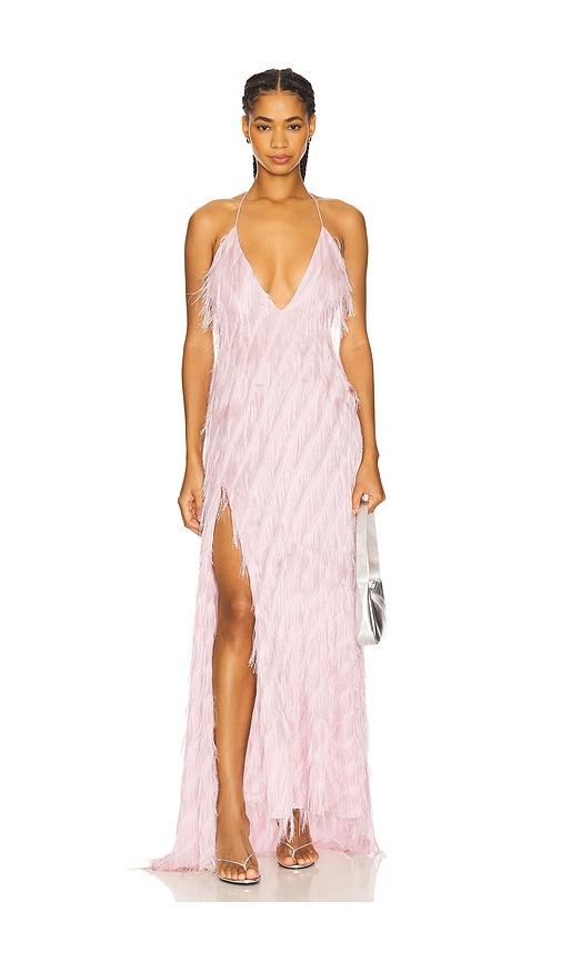 For Love & Lemons Heidi Fringe Maxi Dress in Pink by FOR LOVE&LEMONS
