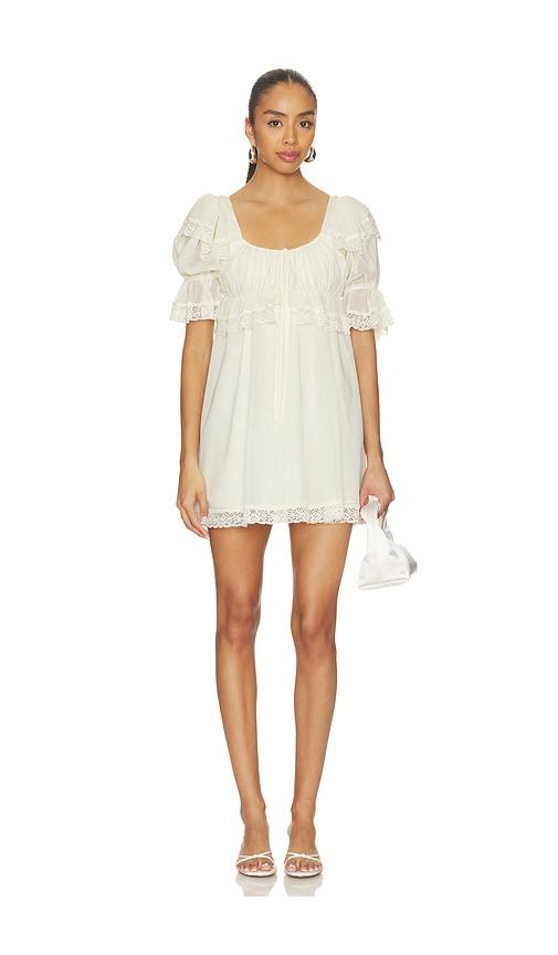 For Love & Lemons Juniper Puff Sleeve Mini Dress in Yellow by FOR LOVE&LEMONS
