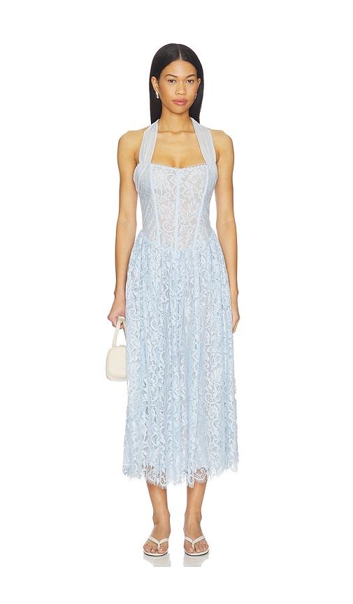 For Love & Lemons Lakeside Midi Dress in Baby Blue by FOR LOVE&LEMONS