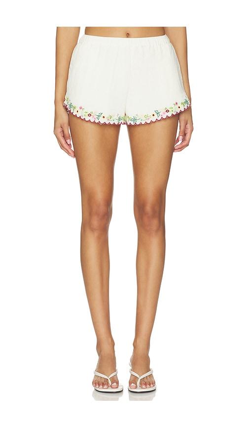 For Love & Lemons Leah Cotton Shorts in Cream by FOR LOVE&LEMONS