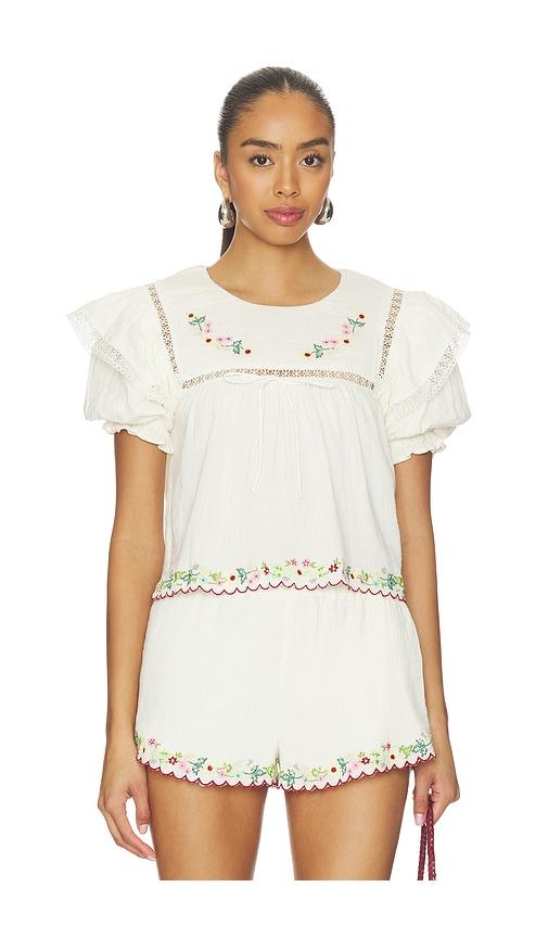 For Love & Lemons Leah Cotton Top in Cream by FOR LOVE&LEMONS