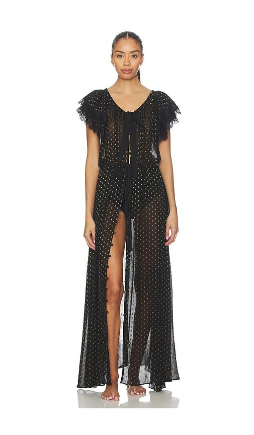 For Love & Lemons Liz Lurex Dot Robe in Black by FOR LOVE&LEMONS