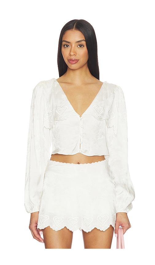 For Love & Lemons Locked Hearts Top in White by FOR LOVE&LEMONS