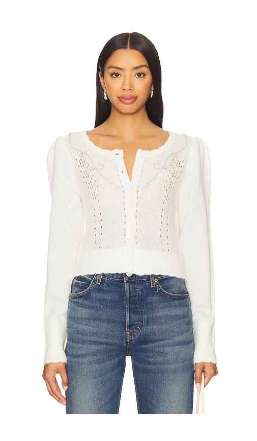 For Love & Lemons London Cardigan in Cream by FOR LOVE&LEMONS