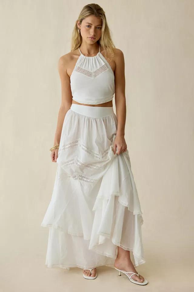 For Love & Lemons Lou Lace Trim Tiered Maxi Skirt by FOR LOVE&LEMONS