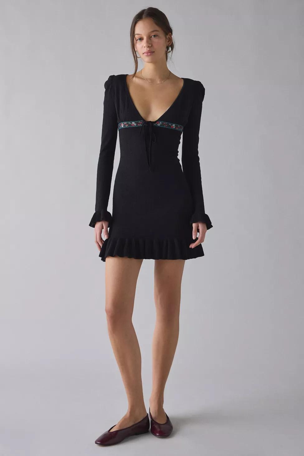 For Love & Lemons Naomi Knit Long Sleeve Mini Dress by FOR LOVE&LEMONS