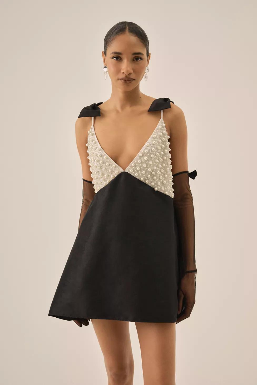 For Love & Lemons Pearly Bow Beaded Mini Dress by FOR LOVE&LEMONS