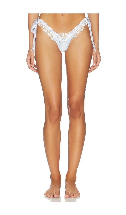 For Love & Lemons Pinkaboo Thong Panty in Baby Blue by FOR LOVE&LEMONS