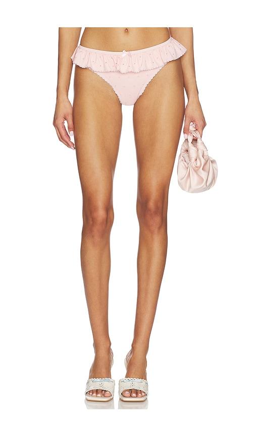 For Love & Lemons Polka Dot Ruffle Bikini Bottom in Peach by FOR LOVE&LEMONS