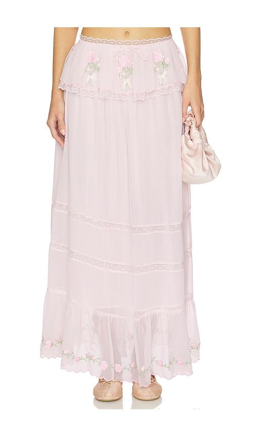 For Love & Lemons Rae Rose Maxi Skirt in Pink by FOR LOVE&LEMONS