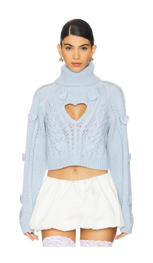 For Love & Lemons Rebecca Heart Sweater in Baby Blue by FOR LOVE&LEMONS