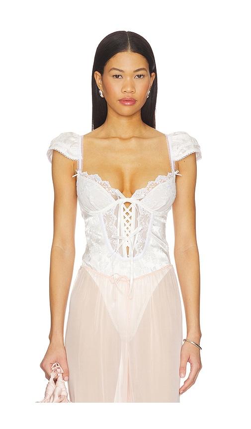 For Love & Lemons Rita Rose Bodysuit in White by FOR LOVE&LEMONS