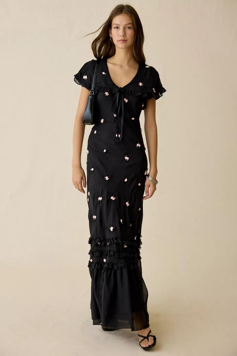 For Love & Lemons Rose Vine Embroidered Maxi Dress by FOR LOVE&LEMONS
