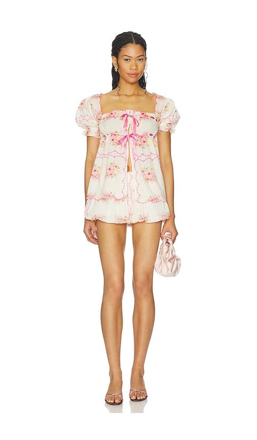 For Love & Lemons Scarlett Babydoll Set in Cream by FOR LOVE&LEMONS