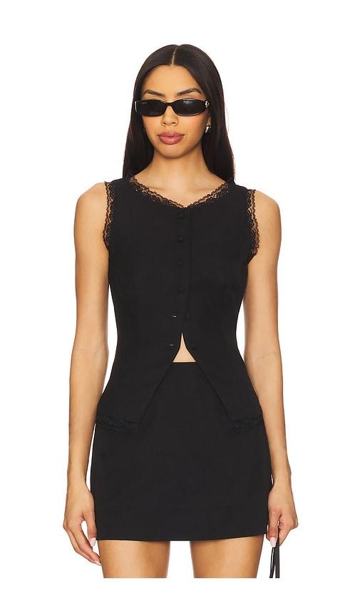 For Love & Lemons Shawna Vest in Black by FOR LOVE&LEMONS