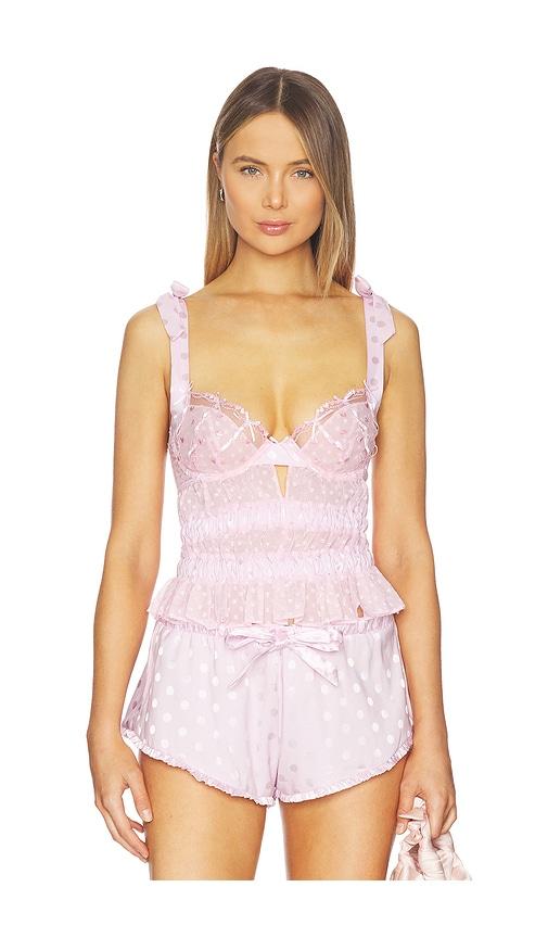 For Love & Lemons Slotted Hearts Bustier in Pink by FOR LOVE&LEMONS