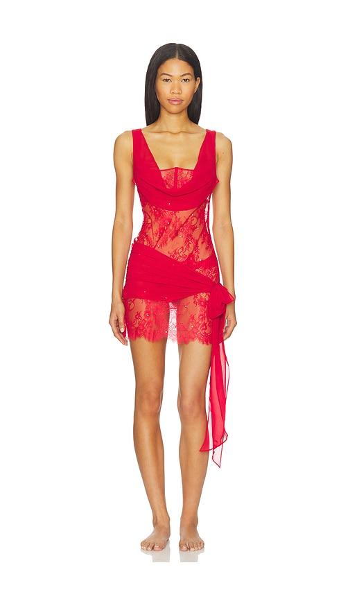 For Love & Lemons Sonja Slip Dress in Red by FOR LOVE&LEMONS