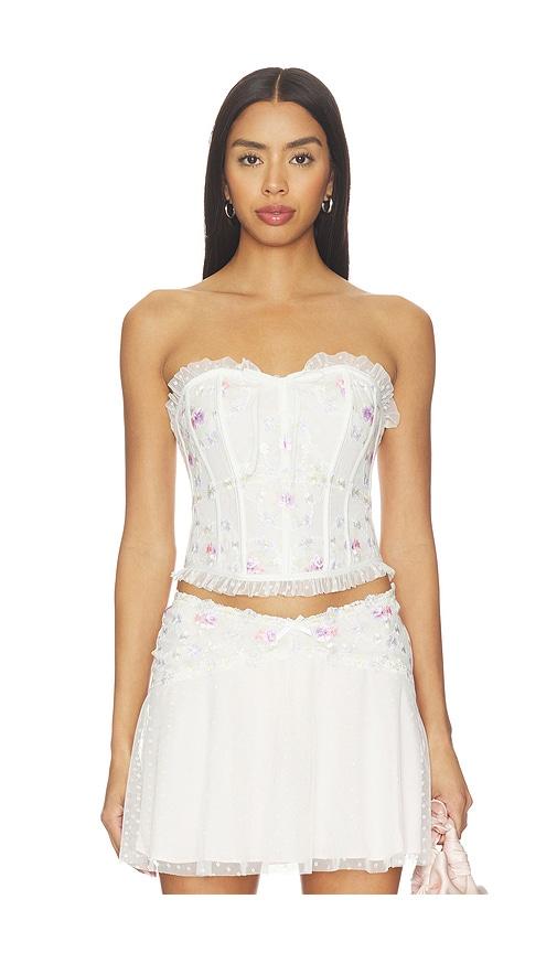 For Love & Lemons Spring Blossom Corset Top in White by FOR LOVE&LEMONS