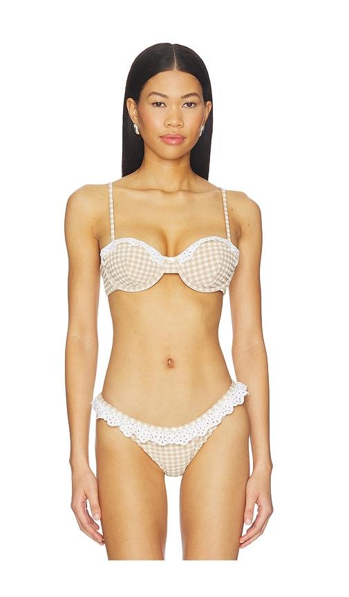 For Love & Lemons Vera Bikini Top in Tan by FOR LOVE&LEMONS