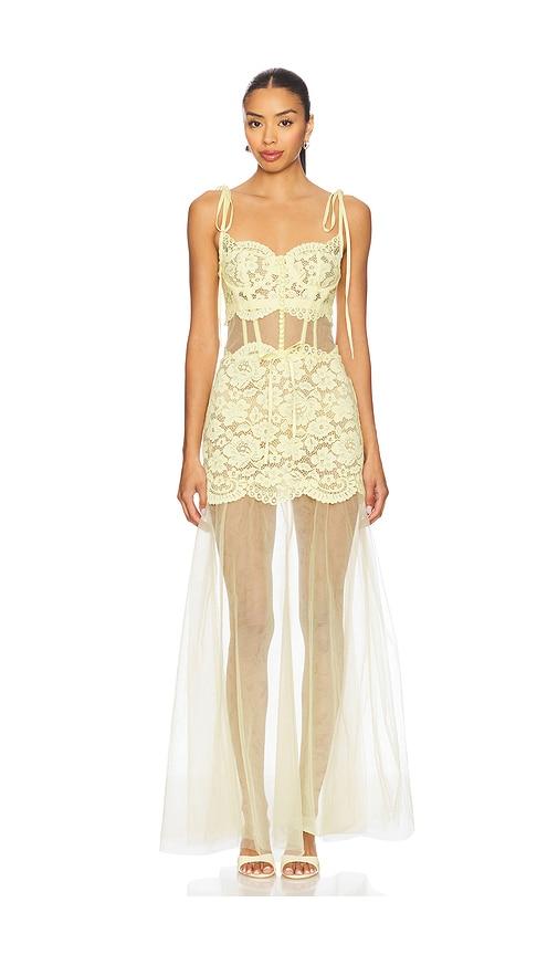 For Love & Lemons Viola Gown in Lemon by FOR LOVE&LEMONS