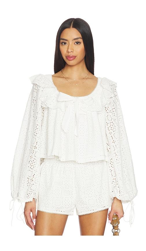 For Love & Lemons Willa Eyelet Top in White by FOR LOVE&LEMONS