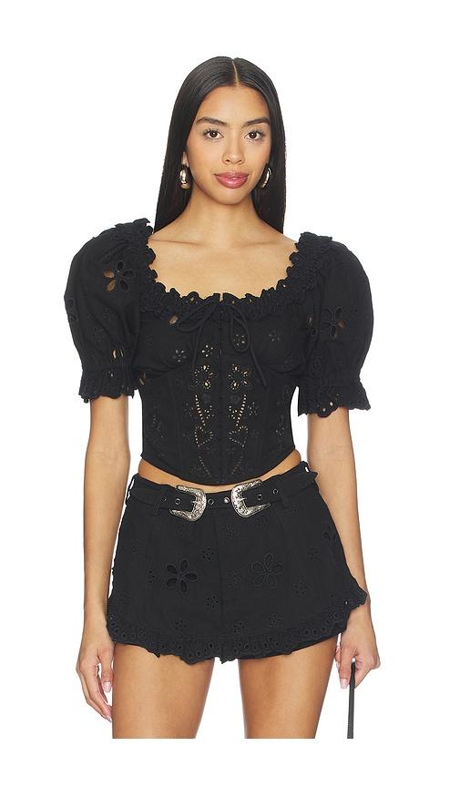 For Love & Lemons Yasmin Top in Black by FOR LOVE&LEMONS