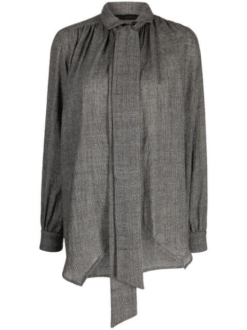 plaid pussy-bow blouse by FORME D'EXPRESSION