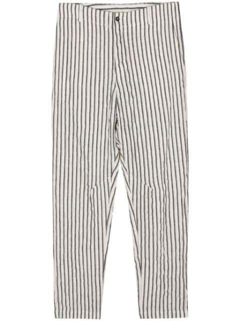 striped linen-blend tapered trousers by FORME D'EXPRESSION