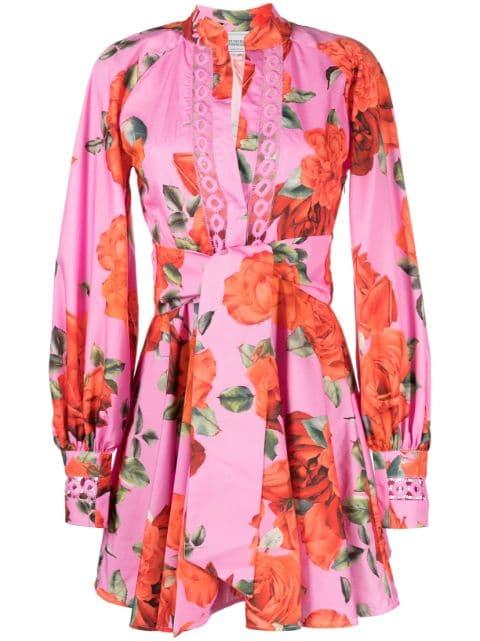 floral-print belted cotton dress by FORTE DEI MARMI COUTURE