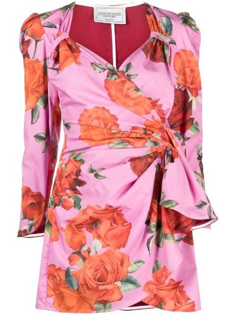 floral-print drape-detail dress by FORTE DEI MARMI COUTURE
