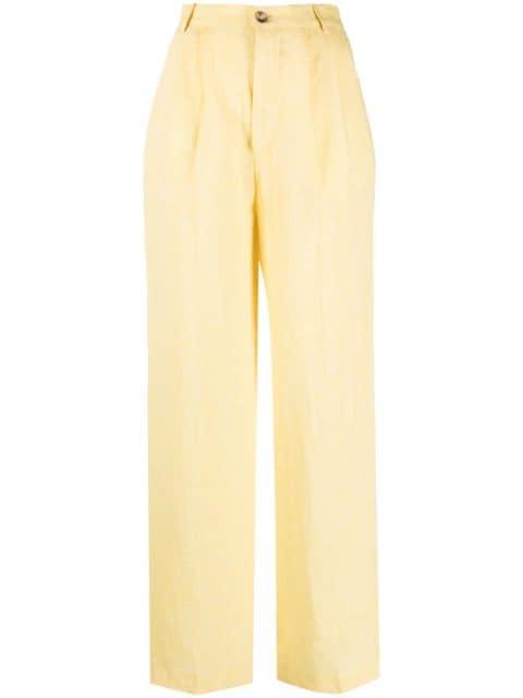 high-waisted straight-leg linen trousers by FORTE DEI MARMI COUTURE