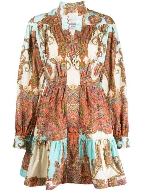 paisley-print long-sleeve cotton dress by FORTE DEI MARMI COUTURE