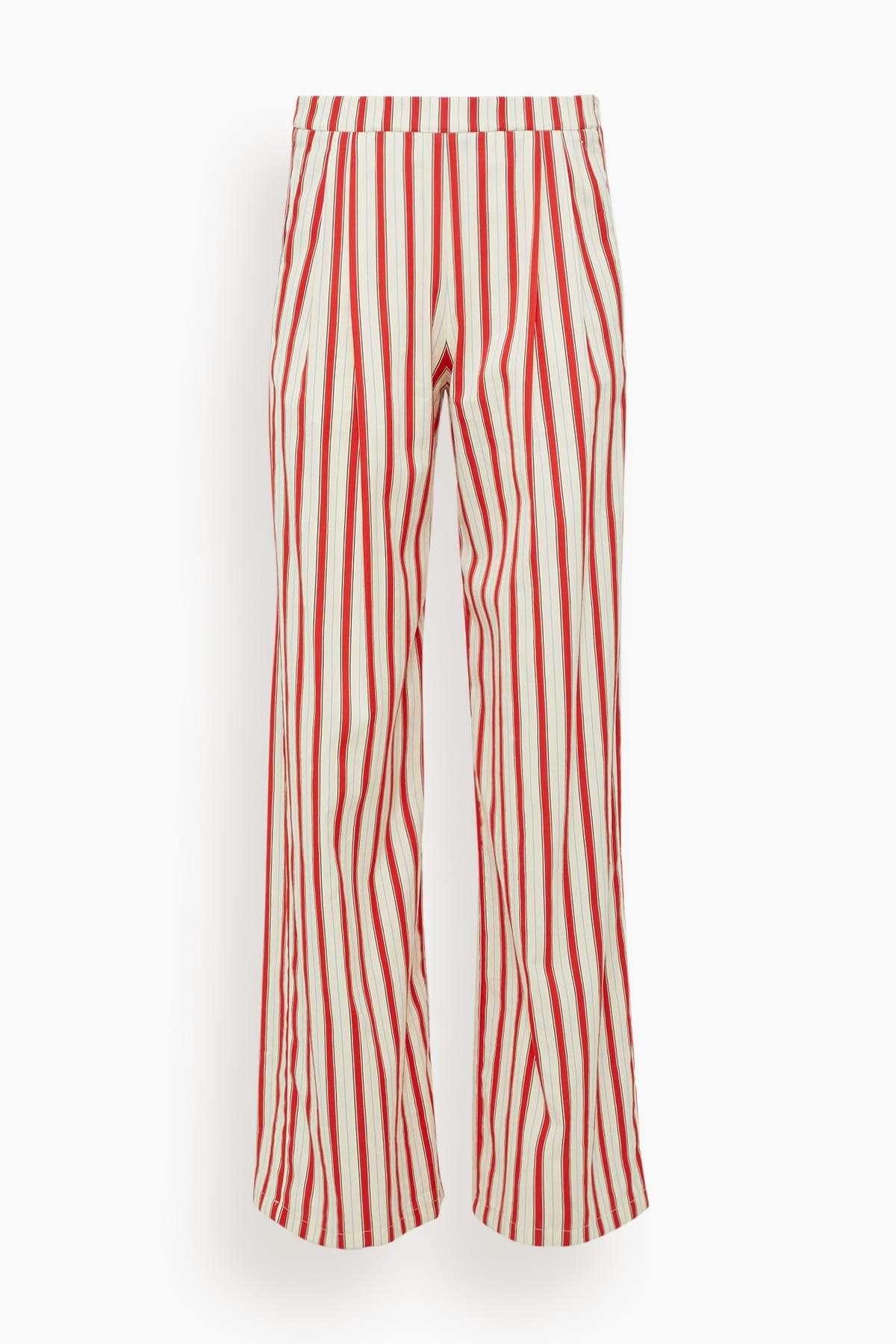 Cotton Pinstriped Pants in Rouge by FORTE_FORTE