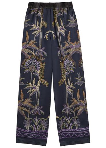 Floral-print straight-leg satin trousers by FORTE_FORTE