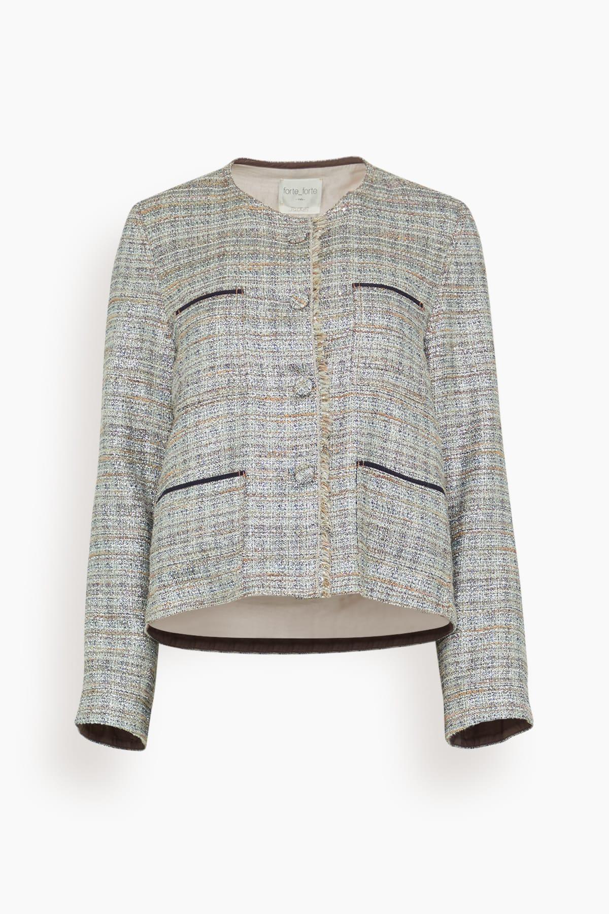 Light Natte Lurex Deconstructed Jacket in Notte by FORTE_FORTE