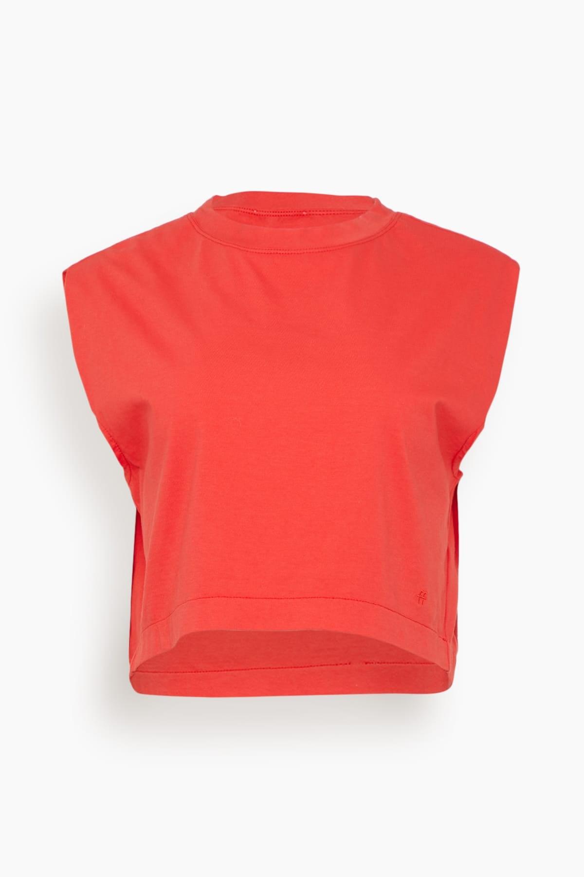 Organic Cotton Jersey Wide Shoulder Top in Rouge by FORTE_FORTE