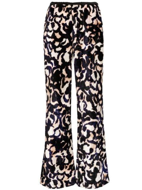 abstract-print crushed-velvet trousers by FORTE_FORTE