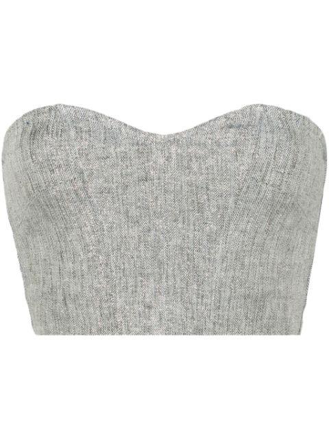 chevron-knit lurex strapless top by FORTE_FORTE