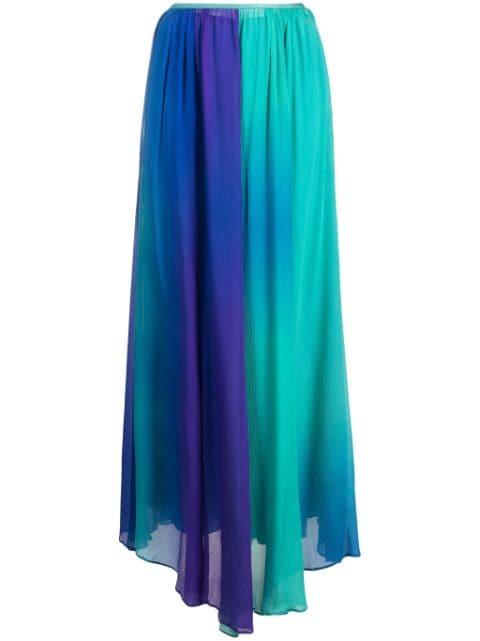 colour-block pleated silk maxi skirt by FORTE_FORTE