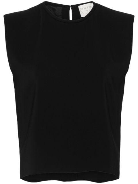 crepe cropped blouse by FORTE_FORTE