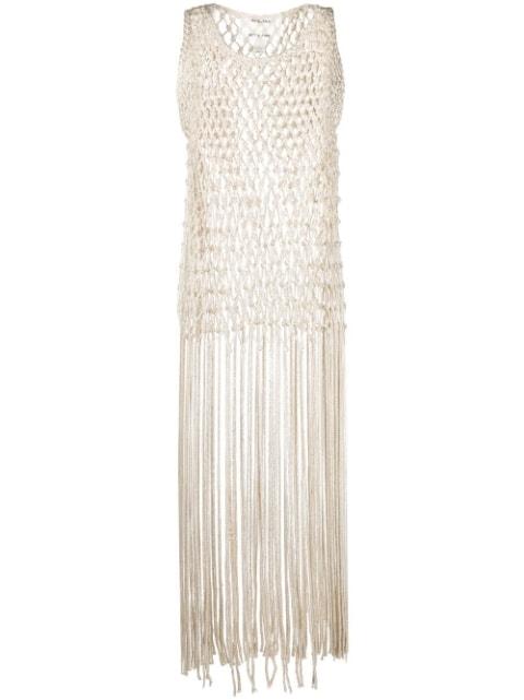 crochet tassel-trim dress by FORTE_FORTE