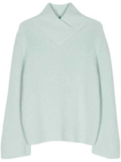 crossover-neck chunky-knit jumper by FORTE_FORTE