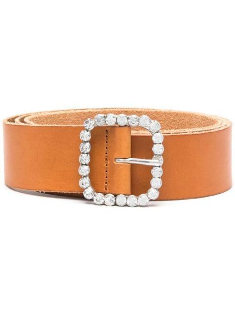 crystal-buckle leather belt by FORTE_FORTE