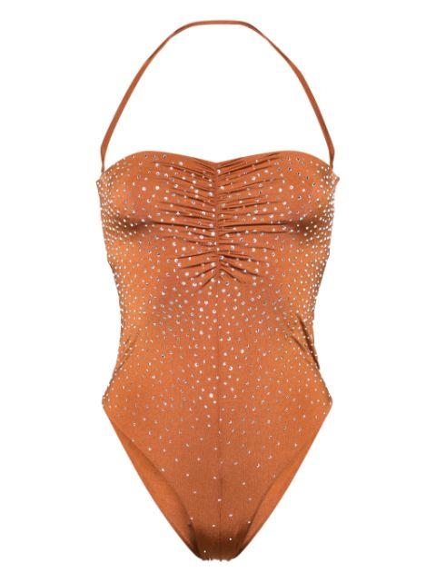 crystal-embellished open-back swimsuit by FORTE_FORTE